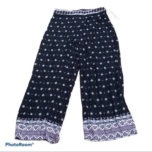 Yado Pants - Yado NWT Rayon Boho Black Pattern Pants Sz XL